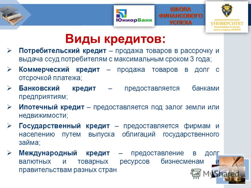 Банк кредитование виды. Виды кредитов. Виды кредитов в экономике. Кредит виды кредитов. Виды предоставляемых кредитов:.