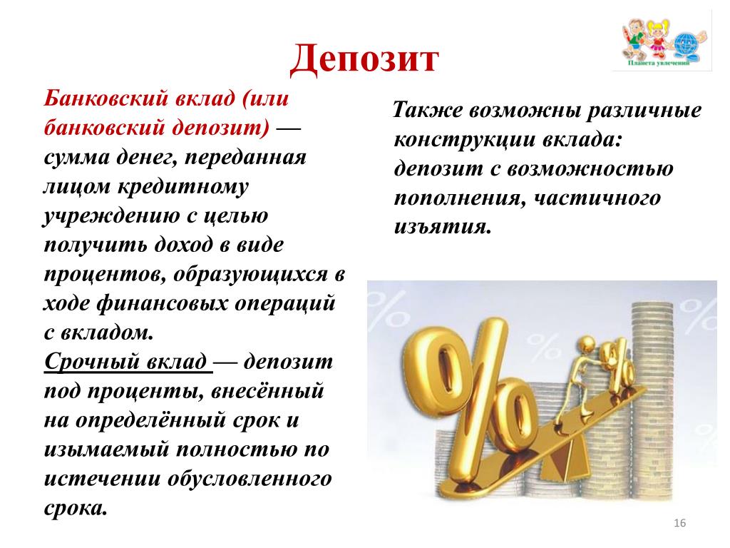 Депозит презентация по финансовой грамотности