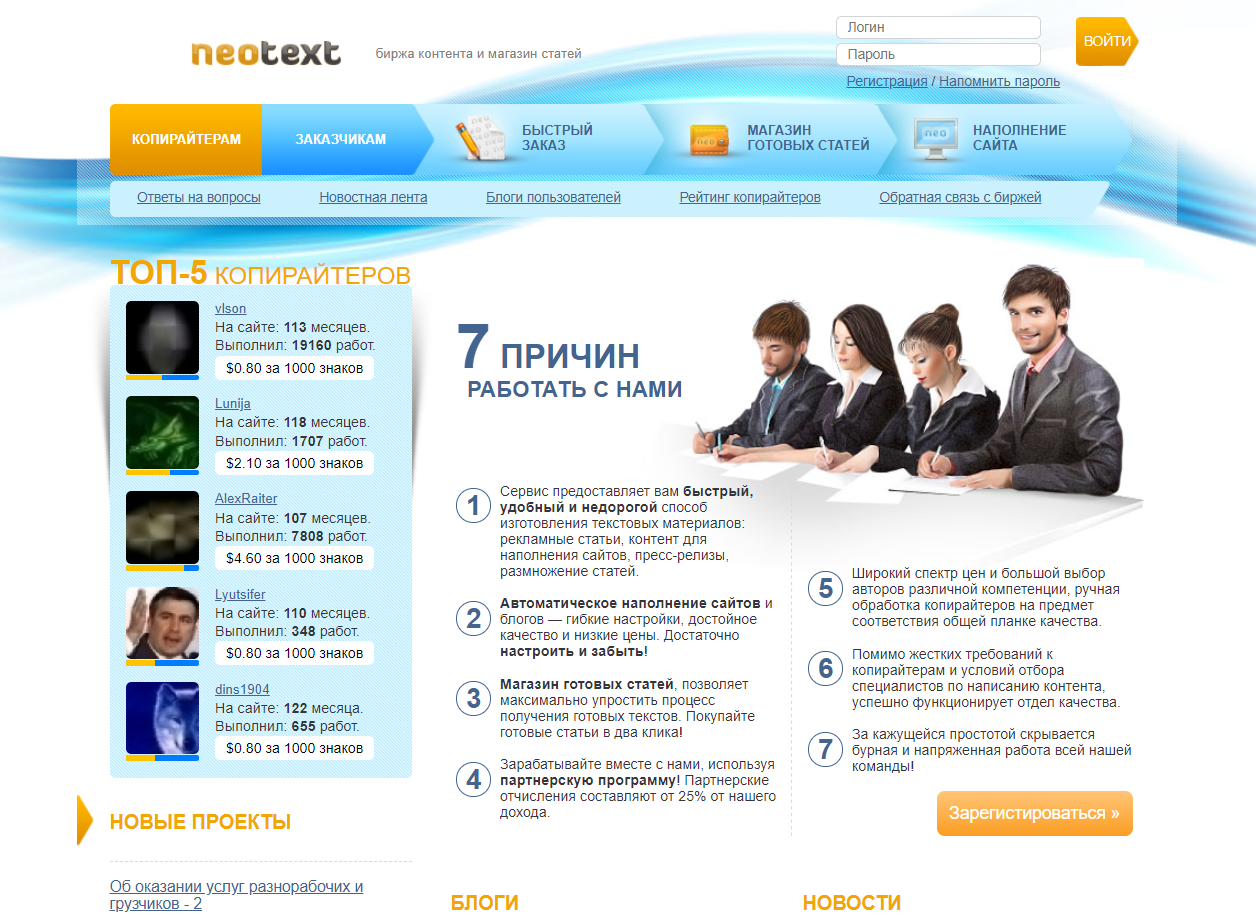 Биржи статей для новичков и опытных копирайтеров