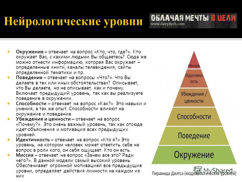 Пирамида дилтса: как пользоваться моделью логических уровней