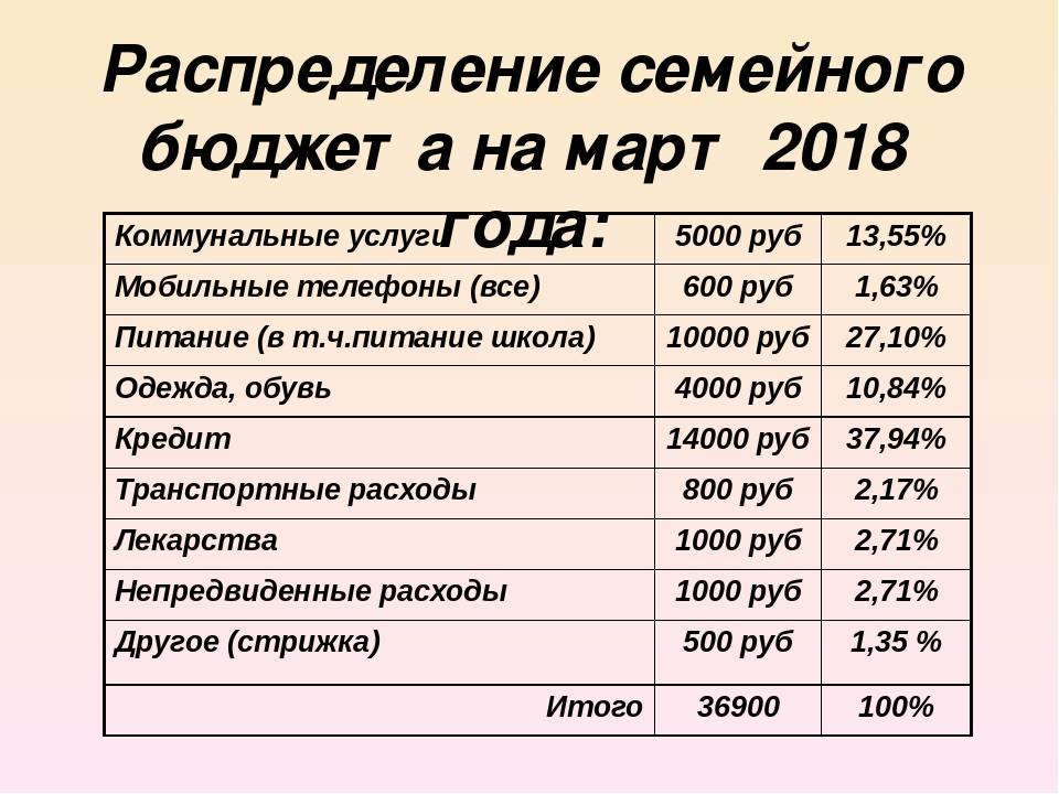 План доходов и расходов семьи это пример