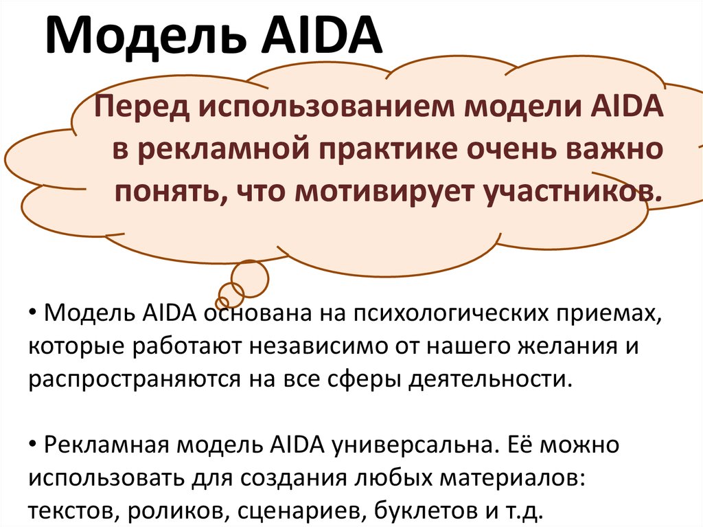 Модели рекламного текста. Aida модель рекламного воздействия. Модель продающего текста Aida.