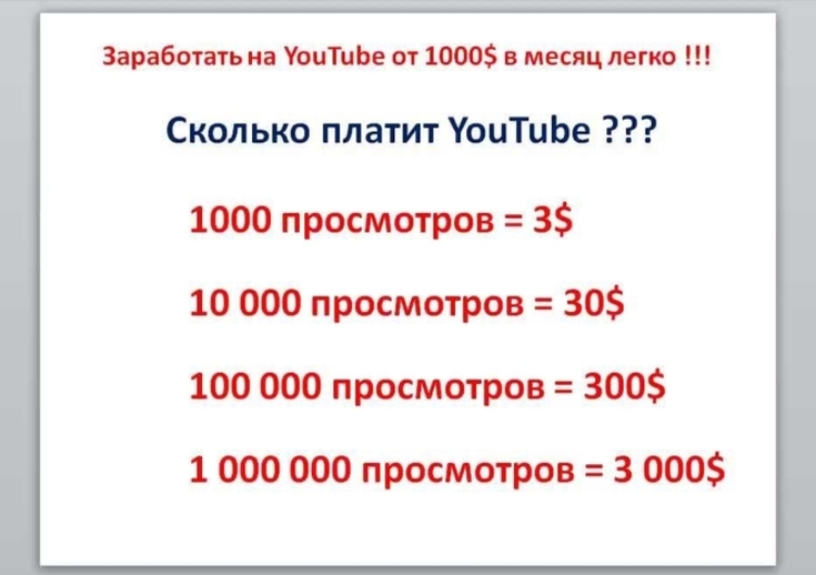 Сколько зарабатывают на ютуб за 1000000 просмотров — реально!