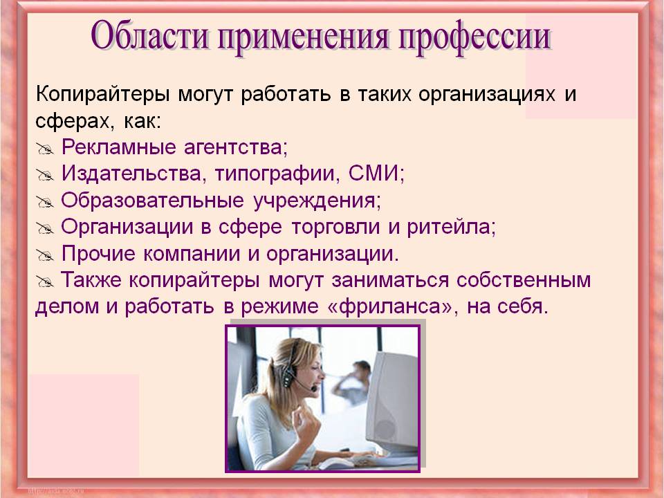 Профессия копирайтер презентация