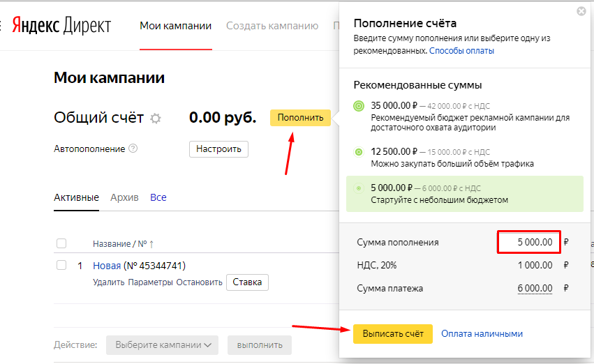 Оплата рекламы в ЯндексДирект с помощью банковской карты Для физических и юридических лиц, как пополнить баланс с карты
